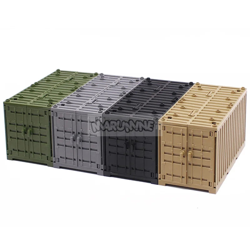 Marumine MOC Military Container Boxes Bricks Accessories Army Scene Building Block Parts Shipping DIY Transport Case Model Kit
