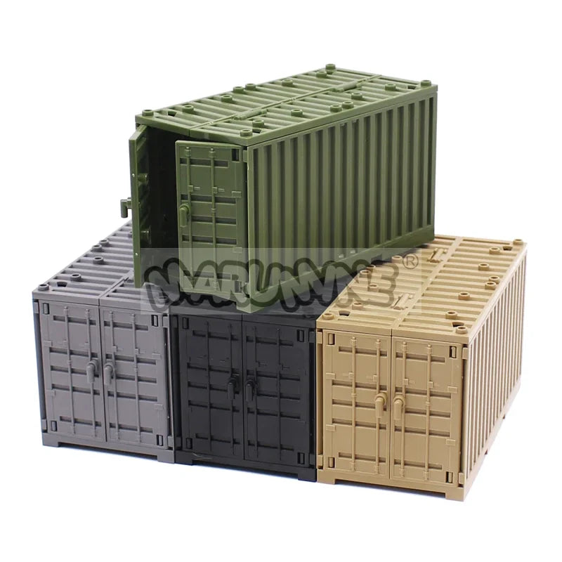 Marumine MOC Military Container Boxes Bricks Accessories Army Scene Building Block Parts Shipping DIY Transport Case Model Kit