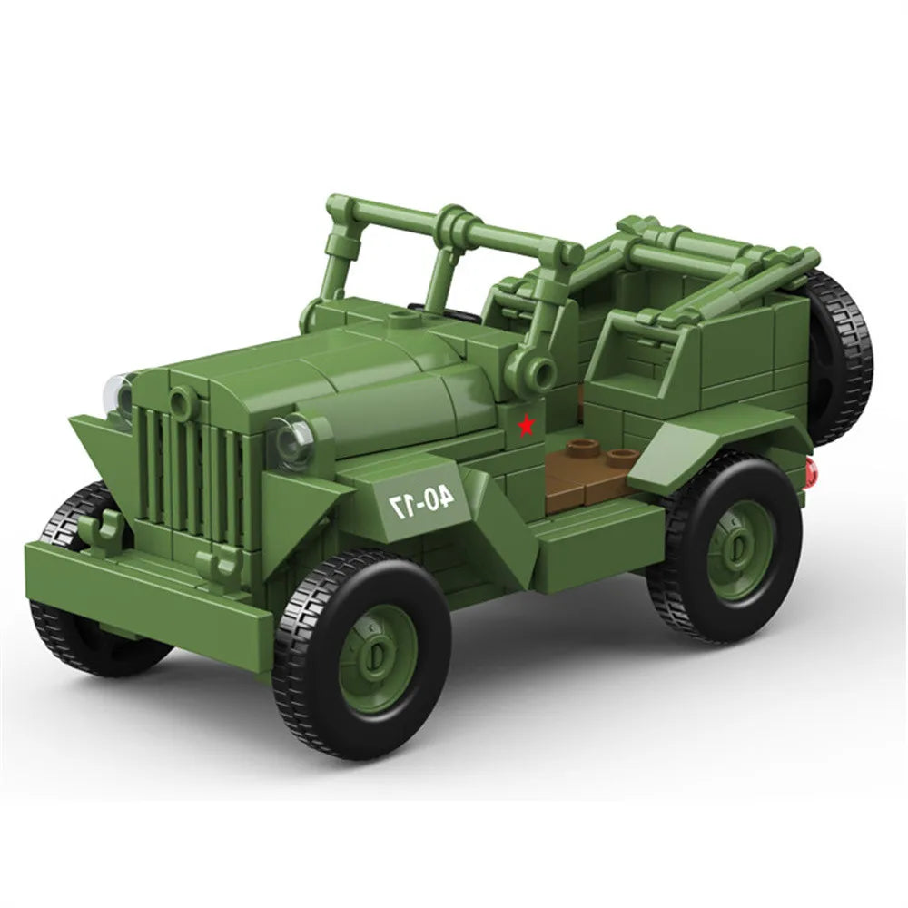 Military Army Soldiers World War Armored Vehicle Model MOC DIY Building Blocks Bricks Toys For Children Gifts ﻿