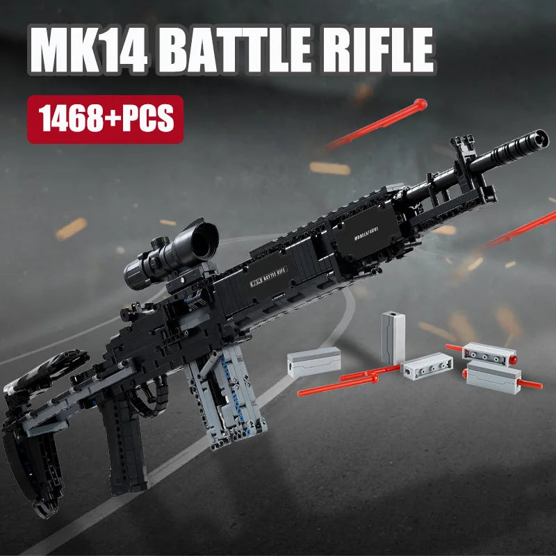 Military Gun MK14 Battle Rifle Army M24 Sniper Rifle Model Building Blocks Set Bricks Kits Toys For Children Boys Gifts