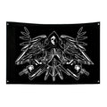 Military Banner - B&W Soldier with Skull & Rifles, Heavy-duty Polyester for Indoor/Outdoor Use