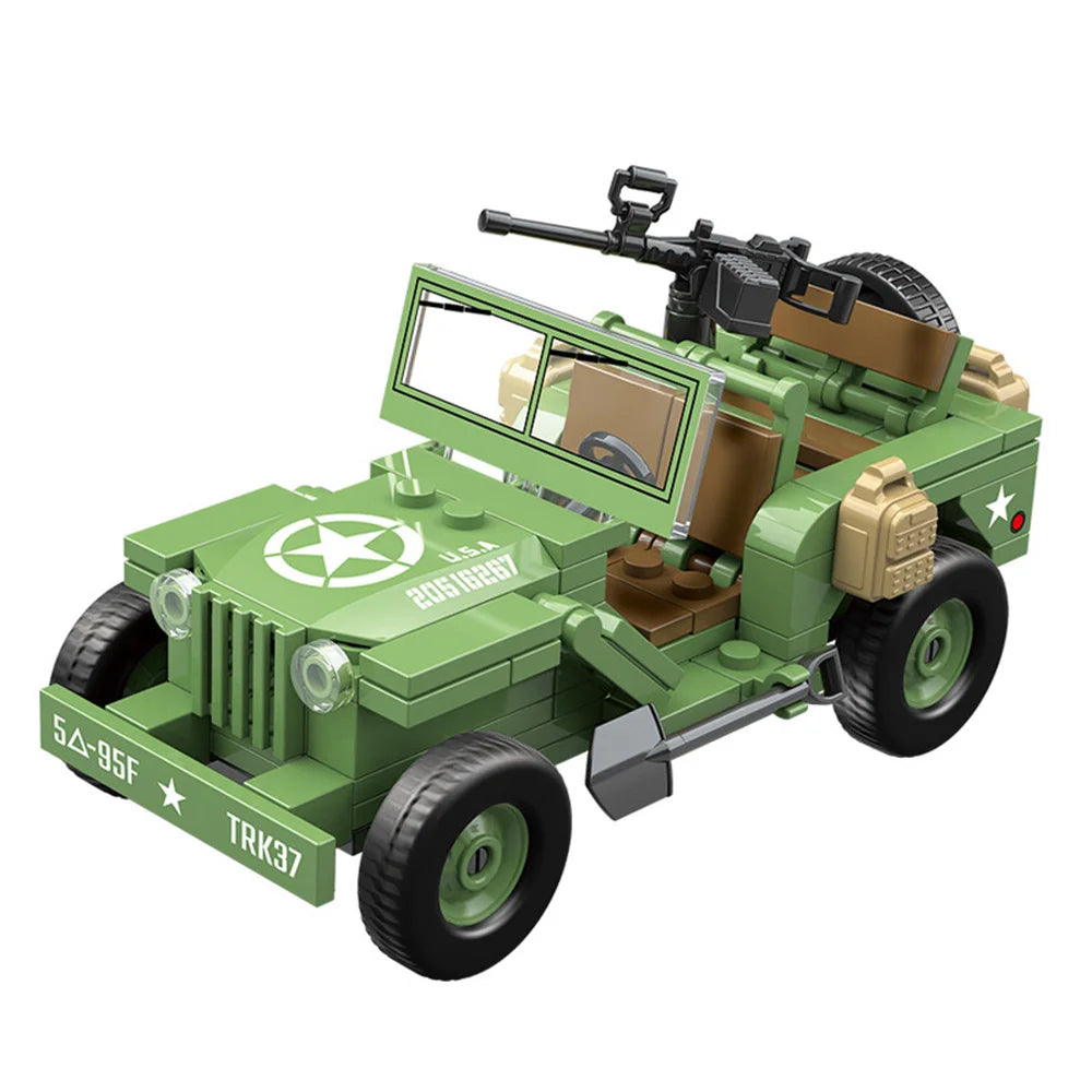 Military Army Soldiers World War Armored Vehicle Model MOC DIY Building Blocks Bricks Toys For Children Gifts ﻿