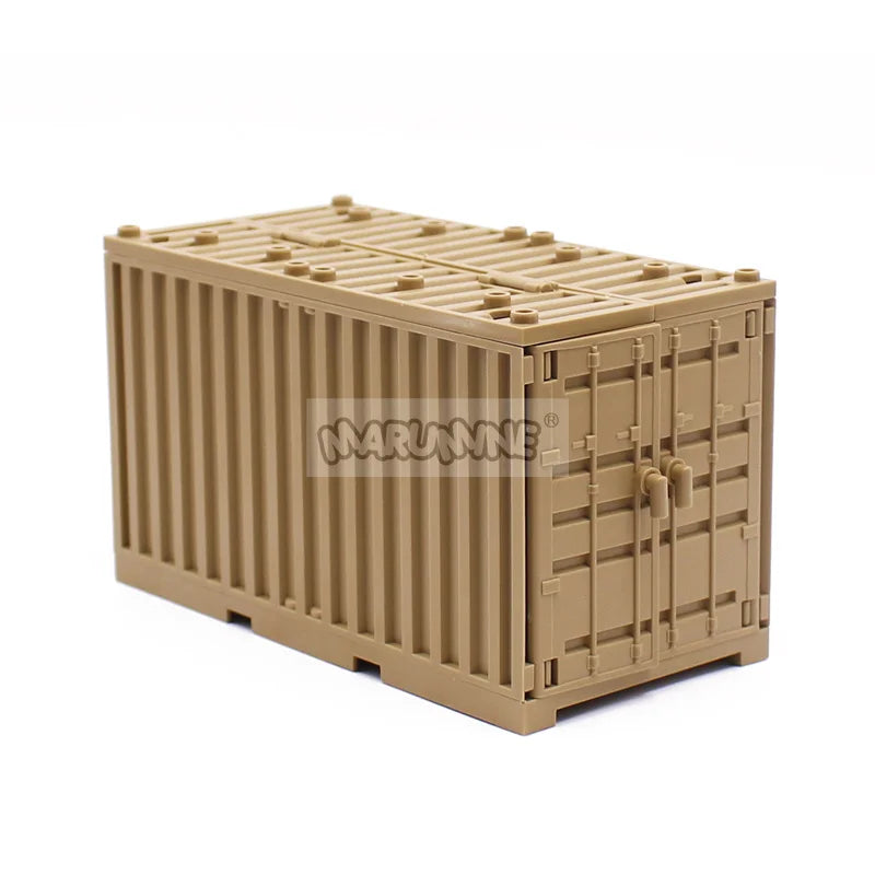 Marumine MOC Military Container Boxes Bricks Accessories Army Scene Building Block Parts Shipping DIY Transport Case Model Kit