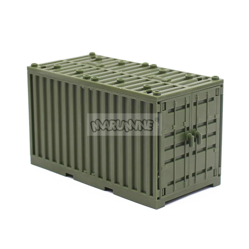 Marumine MOC Military Container Boxes Bricks Accessories Army Scene Building Block Parts Shipping DIY Transport Case Model Kit