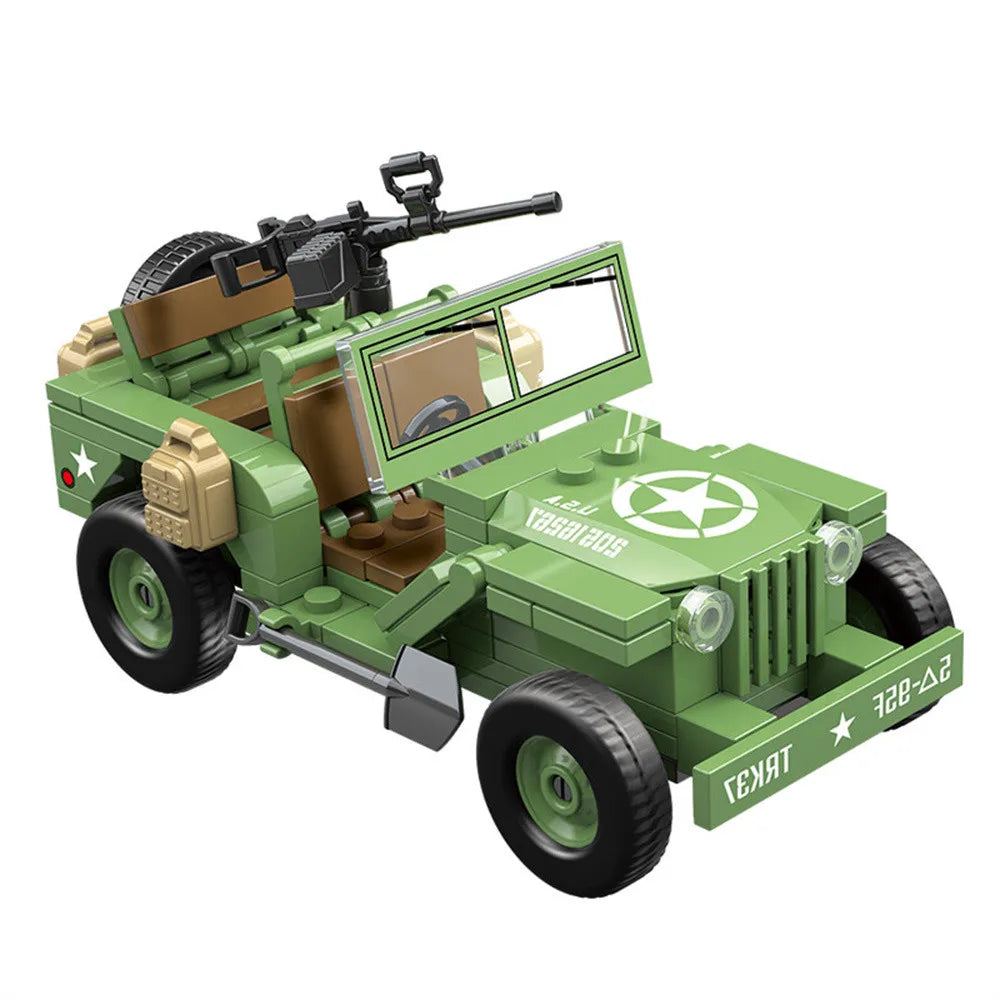 Military Army Soldiers World War Armored Vehicle Model MOC DIY Building Blocks Bricks Toys For Children Gifts ﻿