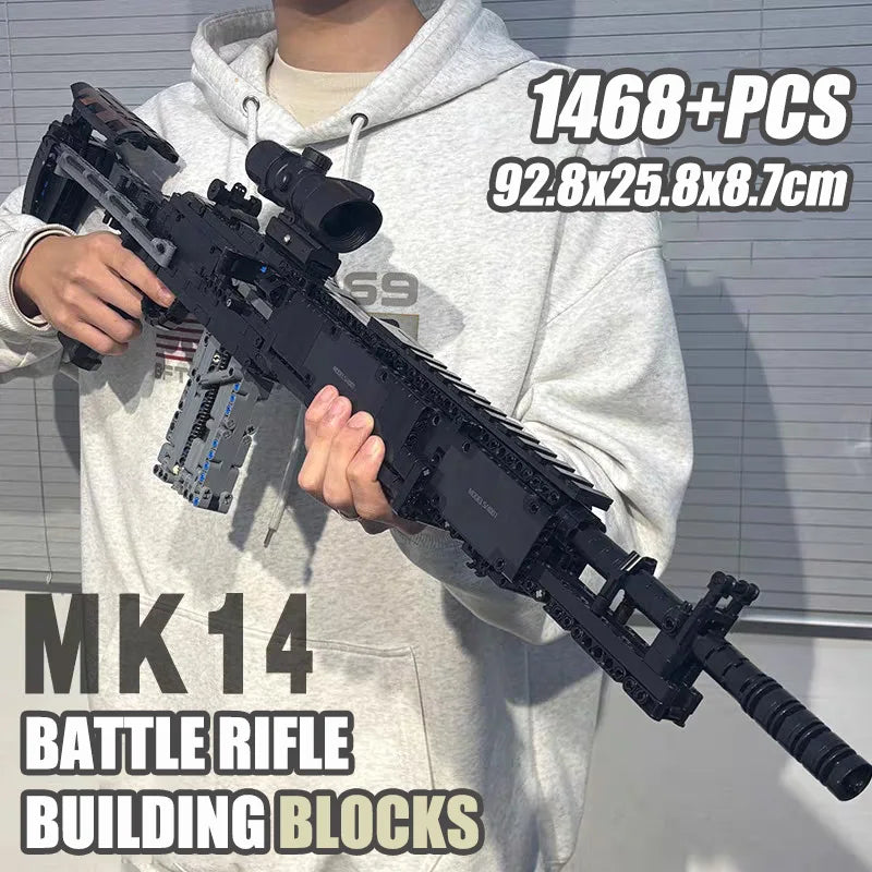 Military Gun MK14 Battle Rifle Army M24 Sniper Rifle Model Building Blocks Set Bricks Kits Toys For Children Boys Gifts