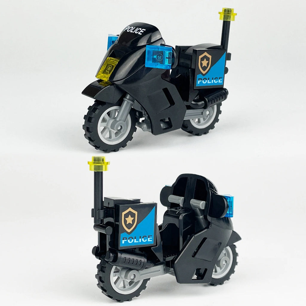 Military SWAT Team Motorcycle Building Bricks Set, DIY Model Kit for Children, Compatible Construction Blocks for War Games