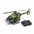 Kids Military Army RC Helicopter Toy - Green Camouflage with LED Lights