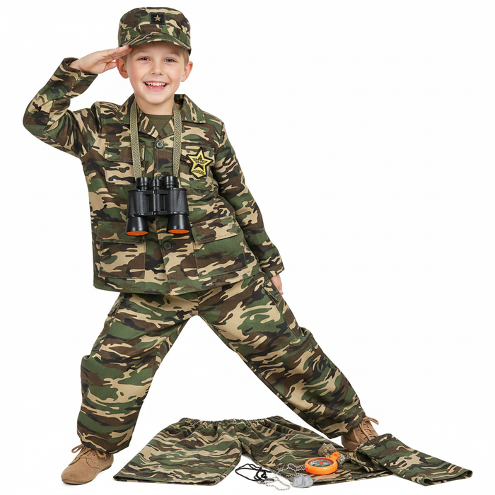 Kids Adventure Dress-Up Costume Set – Soldier Uniform with Accessories