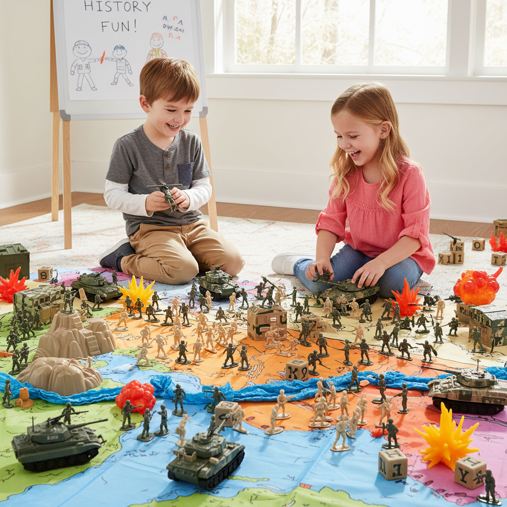 Kids Military Soldier Playset - Battle Scene Play