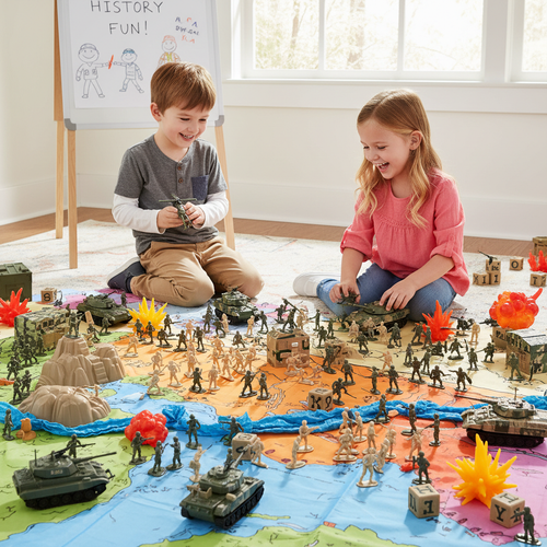 Kids Military Soldier Playset - Battle Scene Play