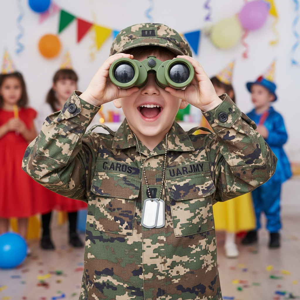 Child Wearing Kids Army Military Costume - Fun Role Play Dress-Up
