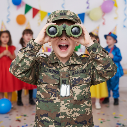 Child Wearing Kids Army Military Costume - Fun Role Play Dress-Up