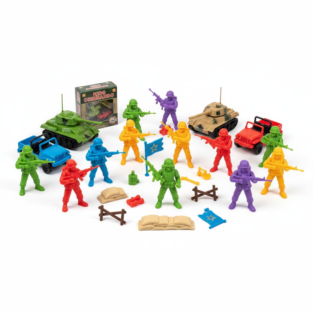 Kids Military Soldier Action Figure Playset - 12 Figures with Weapons & Vehicles